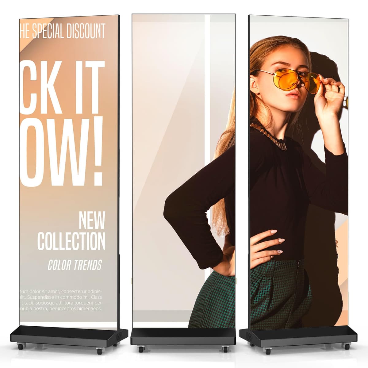 JASZDOT 80" Seamless Splicing LED Display plegable P1.86 con USB/HDMI/WiFi y control remoto Black & 1