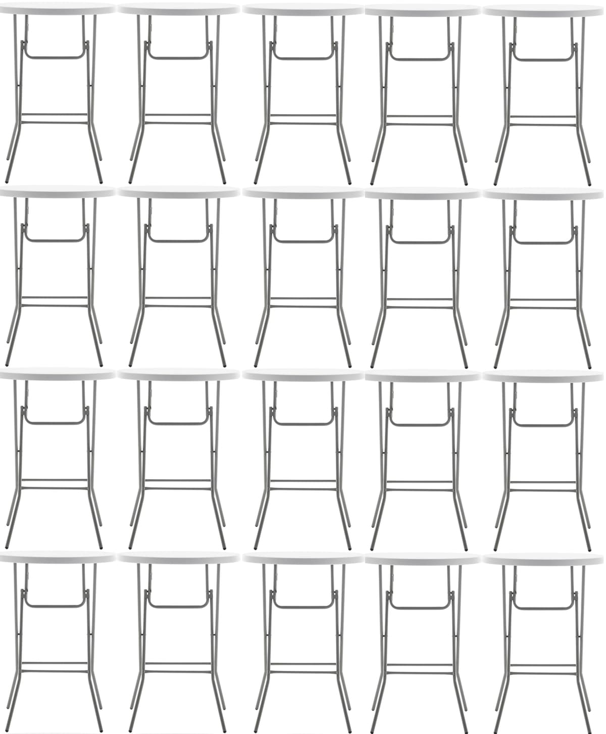 Mesa redonda plegable BTEXPERT White de granito para bar 32" (diámetro) x 43" (altura) - Mesa comercial portátil para banquete, cafetería, comedor, plástico resistente para bodas, fiestas, eventos, hogar, cocina, interior y exterior, juego de 20 AM5234-20