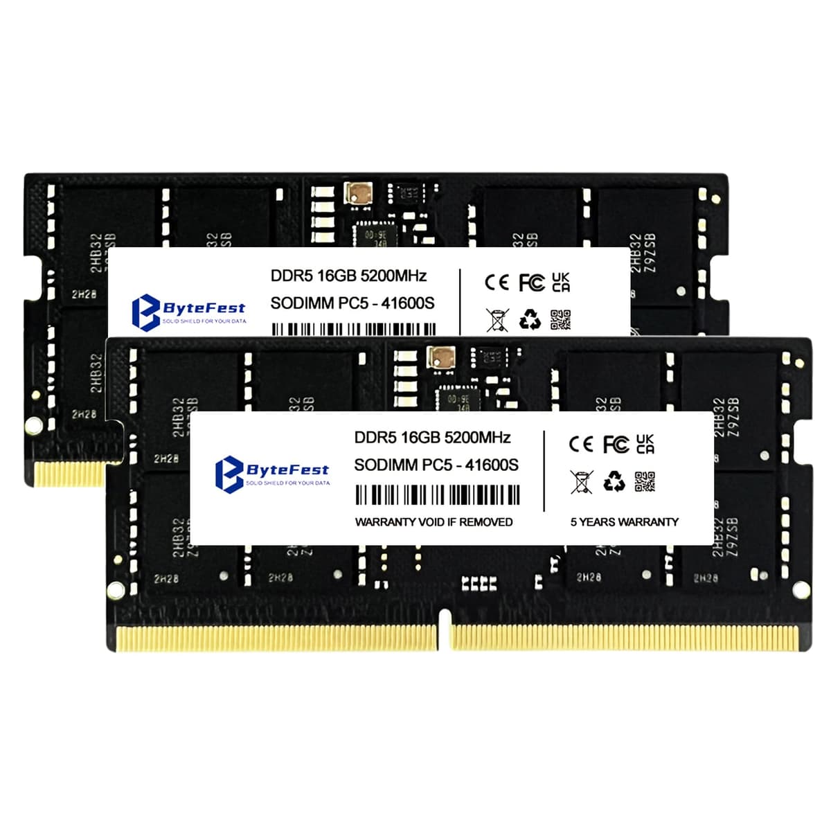 ByteFest RAM DDR5 32GB (2x16GB) 5200MHz PC5-41600 CL42 1.1V SODIMM 262 pines Memoria RAM para Laptop/Notebook