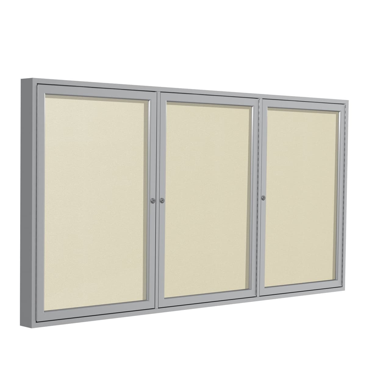 Ghent PA34896VX-185 - 48"x96" 3-Door Enclosed Vinyl Bulletin Board, Satin, Exterior/Interior