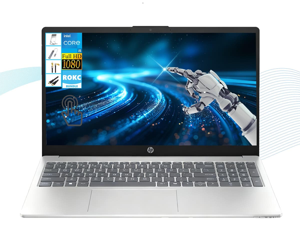 HP 15.6" FHD 300 Nits Touch Laptop | Intel Core i5-1334U 13ª generación de 10 núcleos | 32GB RAM 2TB SSD | Larga duración de batería | Cámara privada | Wi-Fi 6 | Copilot AI | Windows 11 | para negocios y estudiantes | Paquete RK 15-fd0215dx