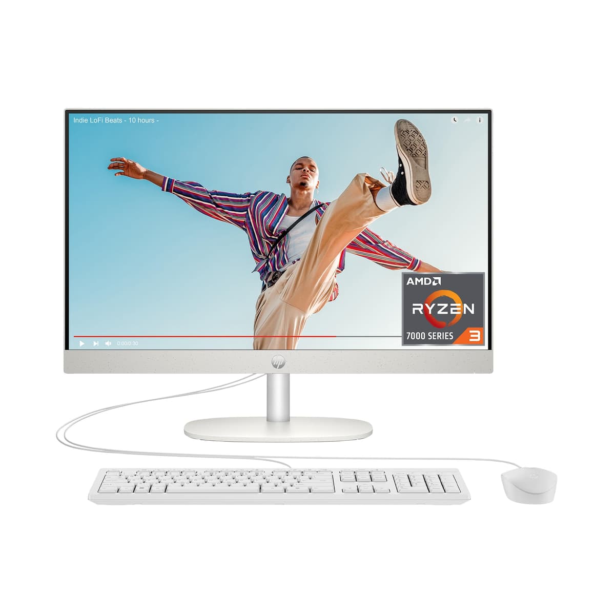 HP PC Todo-en-Uno de 24 pulgadas, pantalla táctil FHD, AMD Ryzen 3 7320U, 8 GB RAM, 256 GB SSD, gráficos AMD Radeon, Windows 11 Home, 24-cr0220 (2024) 9R5C5AA#ABA