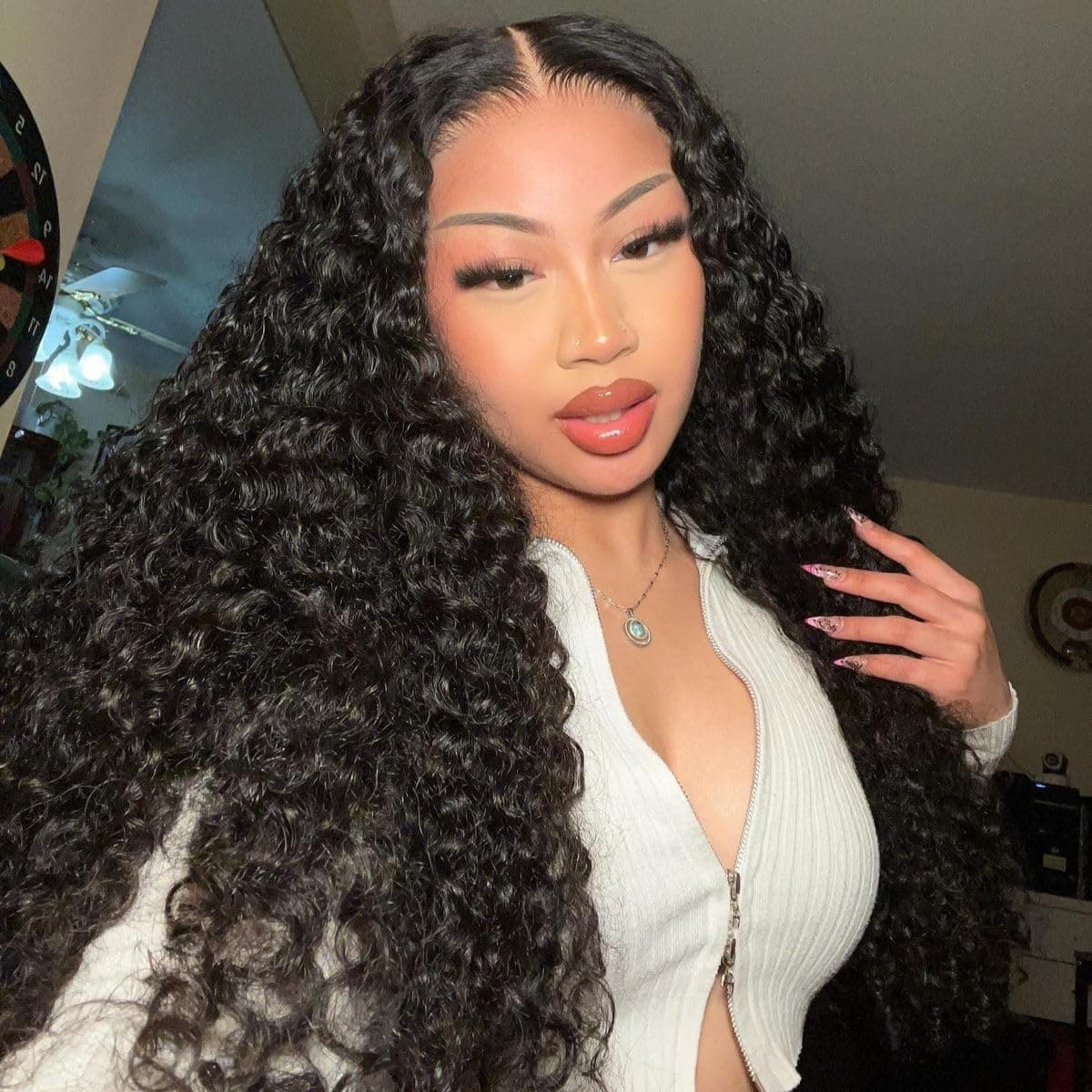 SUPERNOVA 38Inch Curly Human Hair Wig 200 Density Glueless 13x6 HD Lace Front - Deep Wave