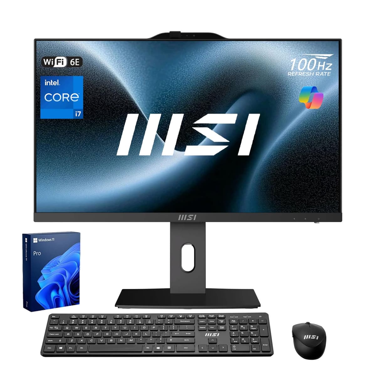 msi PRO AP272P All-in-One para empresas, 27" IPS FHD 100Hz con cuidado ocular, Intel Core i7-14700, 64GB DDR5, 2TB SSD, webcam IR FHD, Wi-Fi 6E, HDMI, DP, teclado y mouse inalámbricos, Windows 11 Pro AP272P 14M