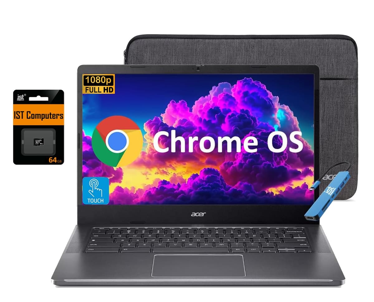 Acer Chromebook Plus 514 con pantalla táctil (14" FHD, Intel i3-N305 de 8 núcleos, 8GB RAM, 512GB SSD, 2TB de almacenamiento en la nube) Empresarial, para Negocios y Estudiantes, batería de 11 horas, IST HUB, cámara web, Chrome OS