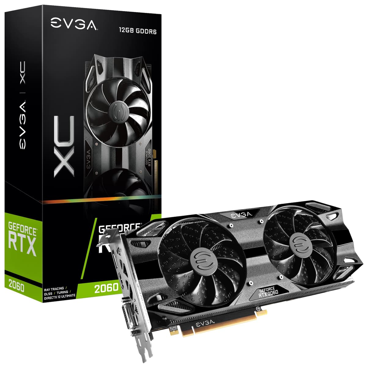 EVGA GeForce RTX 2060 12GB XC Gaming, 12G-P4-2263-KR, GDDR6, Doble Ventilador, Placa Trasera Metálica