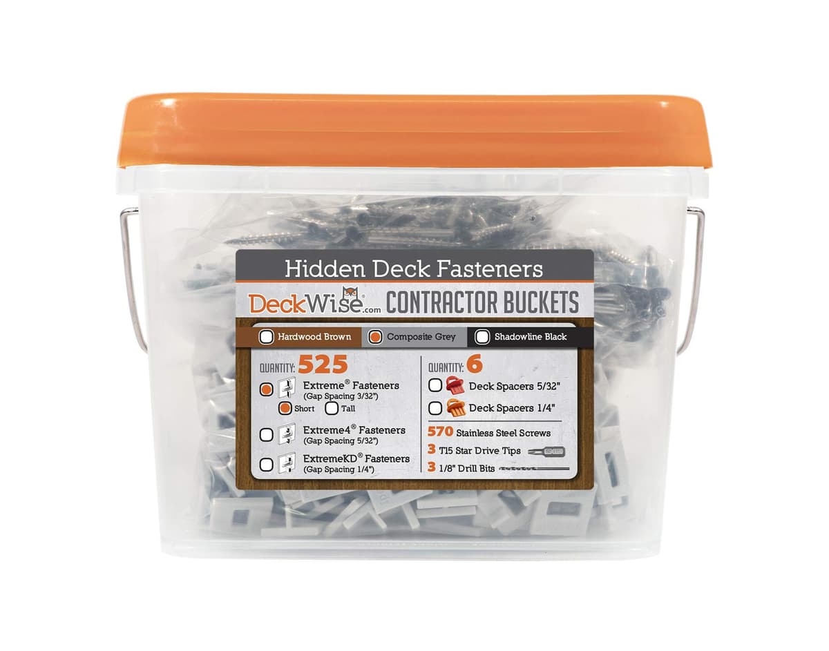 DeckWise Ipe Clip Extreme - Kit de 525 sujetadores ocultos para deck, espacio 3/32" (gris) DWCB-EXKD-SGR-525-8x2-BL