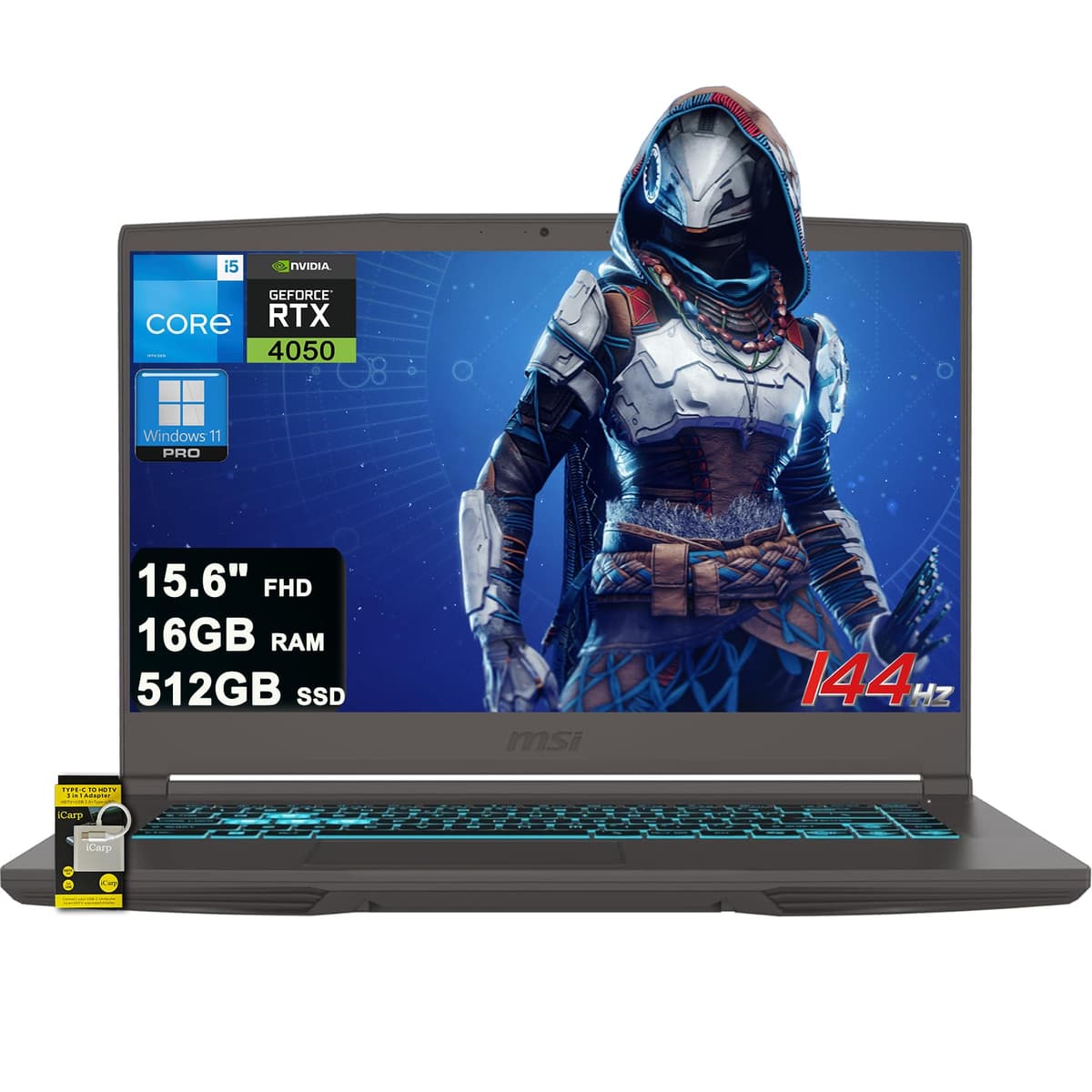 MSI Thin 15 Laptop para juegos 15.6" FHD IPS 144Hz Intel i5-13420H de 8 núcleos (> i7-12650H) 16GB RAM 512GB SSD GeForce RTX 4050 Type-C Retroiluminado Wi-Fi 6E Win11 Pro ICP Hub ae20891e-baf7-4d27-a338-44e258cfb975
