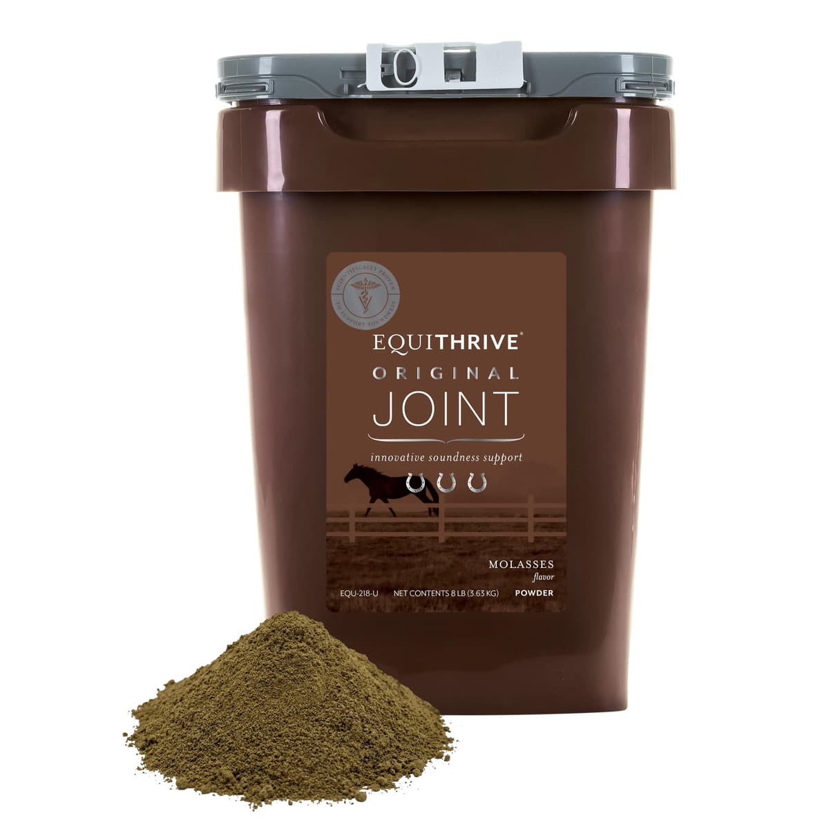 Suplemento Original para Articulaciones Equithrive en Polvo con Resveratrol y Ácido Hialurónico para Caballos, Cuidado Equino, Sabor a Melaza, 8 lbs EQU-218-U