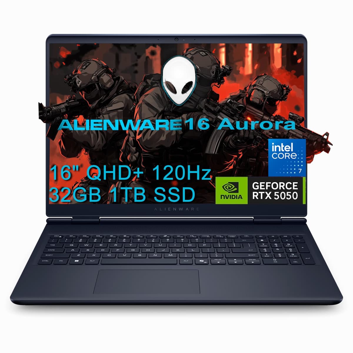 ist computers Alienware 16 Aurora Laptop para Juegos (16" QHD+ 120Hz, Intel de 10 núcleos 7 240H, 32GB RAM DDR5, 1TB SSD, NVIDIA GeForce RTX 5050 8GB), Teclado Retroiluminado Blanco, Wi-Fi 7, Ethernet, Webcam, Windows 11 Home