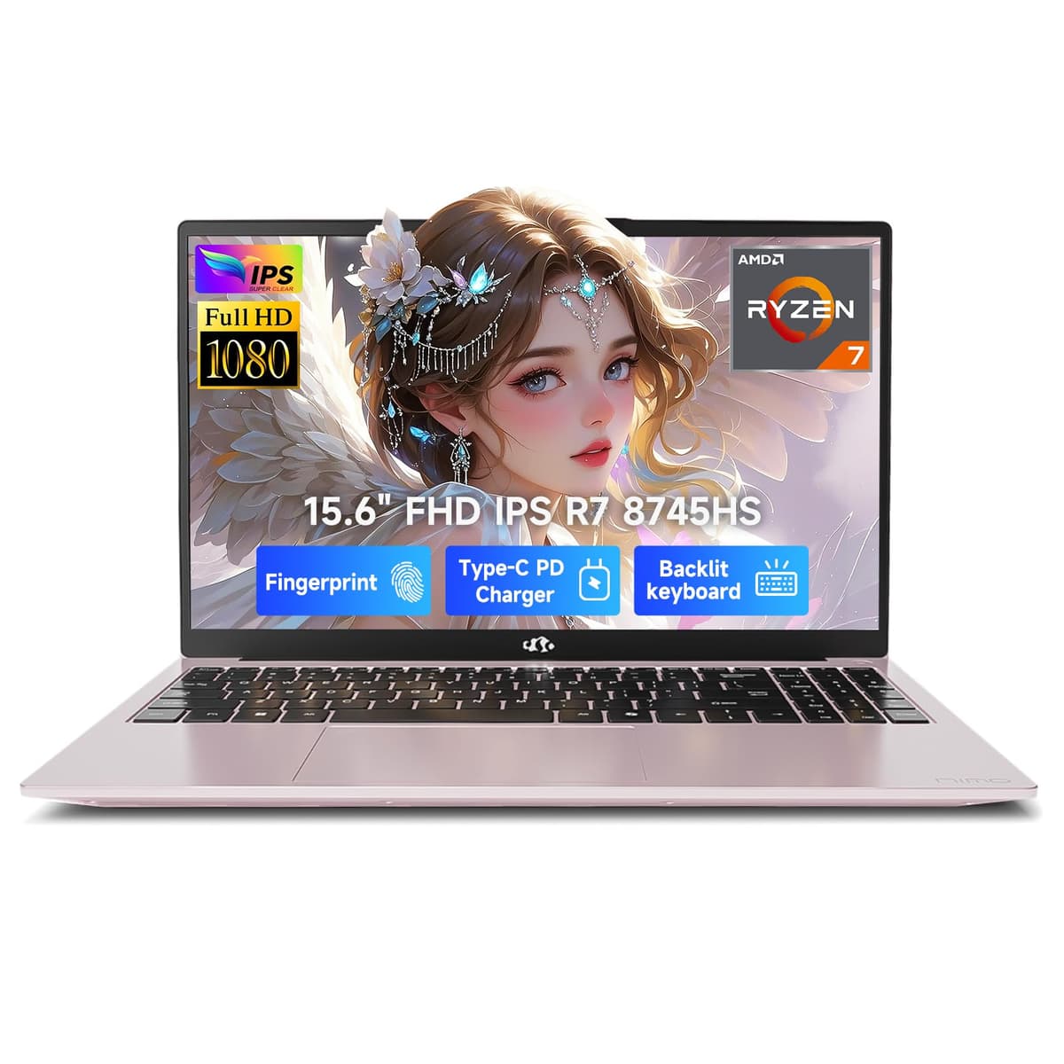 NIMO 15.6" IPS FHD - Laptop Gamer, AMD Ryzen 7 8745HS, 16GB DDR5 RAM, 512GB SSD (8C/16H, hasta 4.9GHz, Beat R9 7940HS), Gráficos Radeon 780M, PC con USB-C 100W, Teclado retroiluminado y lector de huellas, USB 4.0 ARN79