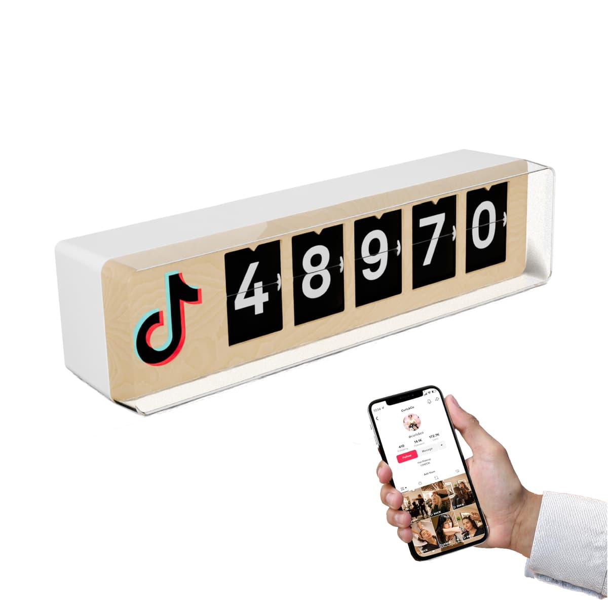 Smiirl TikTok Follower Counter - Display Split Flap en tiempo real, Wi-Fi/Hotspot, 5 dígitos (Negro) 59986