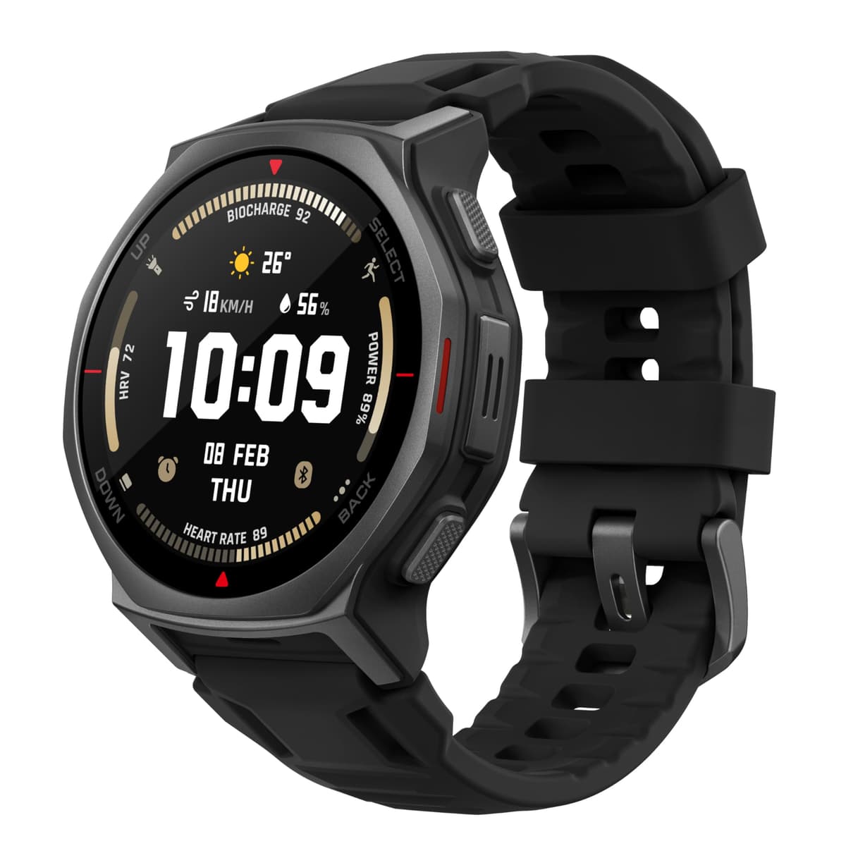 Amazfit T-Rex 3 Pro Reloj Inteligente para Exterior 44 mm Pantalla AMOLED de Zafiro con Linterna, Bisel de Titanio, GPS de Doble Banda, Mapas Sin Conexión, 17 Días de Batería, 10 ATM, Más de 180 Modos Deportivos para Android y iPhone, Negro A2549