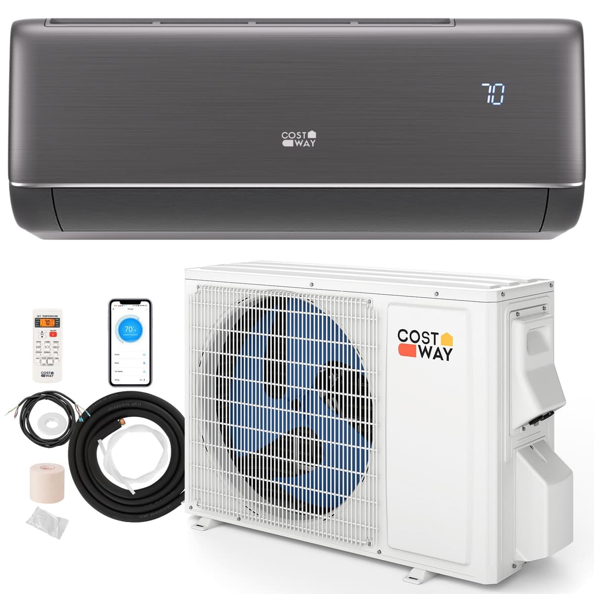 COSTWAY 9100BTU Mini Split Inverter 115V, Calor/Frío, 20.5 SEER2 - Compatible Alexa 10028a-CYFP