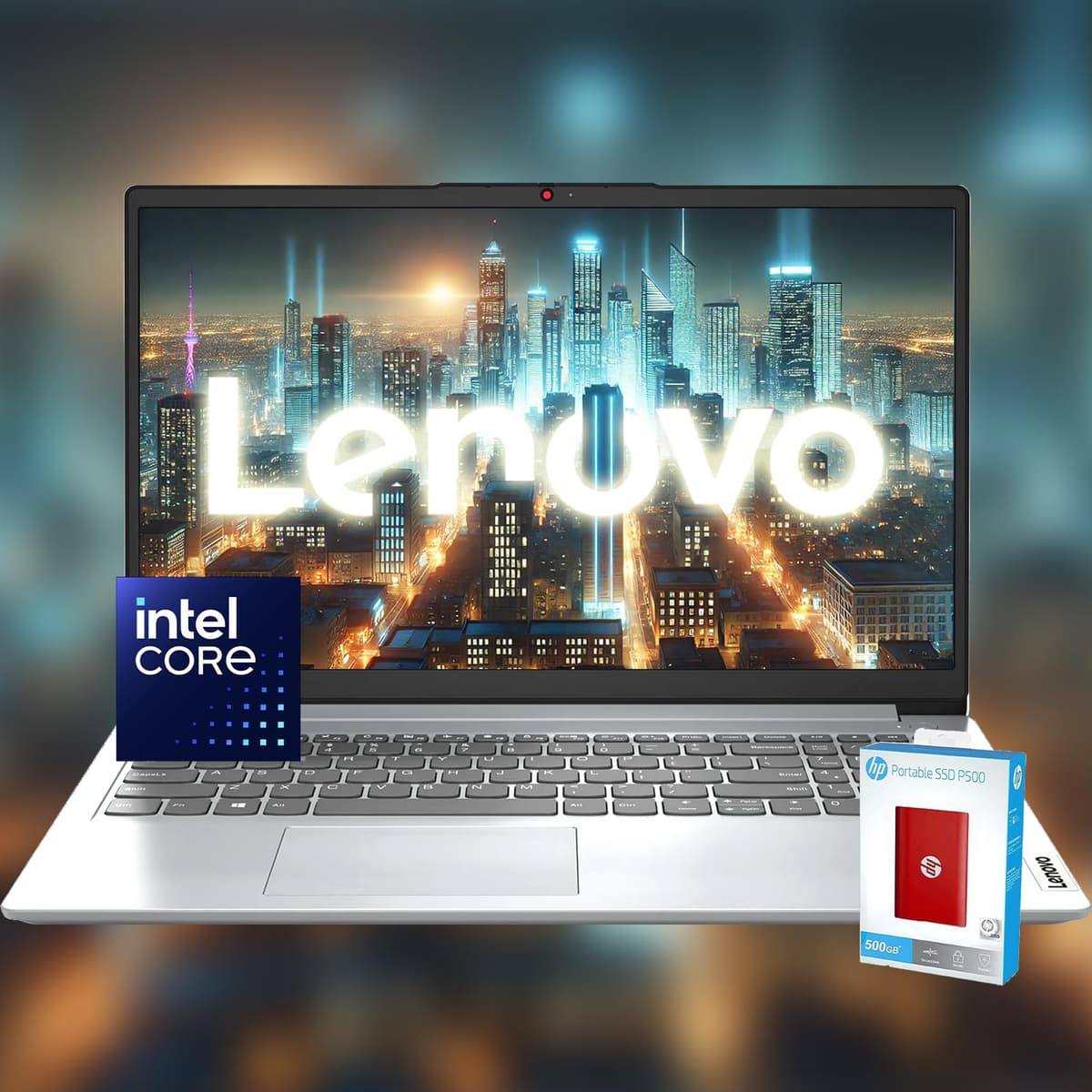Lenovo Idea 15 Serie Premium Laptop • Intel Core • 1 Año Office 365 con 1TB de Almacenamiento en la Nube • 12GB RAM • 640GB de Almacenamiento (128GB SSD + SSD Externo HP P500 512GB) • Wi-Fi 6 • Windows 11 IdeaPad Premium Series