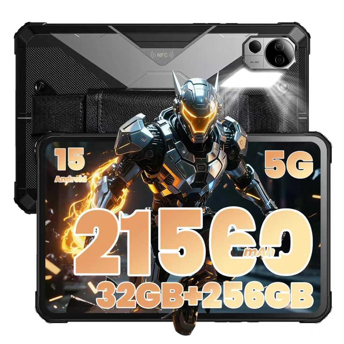 FOSSIBOT DT3 Tableta Rugerizada Android 15 5G, Dimensity 7300 5G, Resistente al Agua, 21560mAh 66W, 32GB+256GB/2TB, Tableta Rugerizada de 10.4" 2K, 64MP+32MP, Dual SIM/WiFi 6/NFC/IP68/IP69K