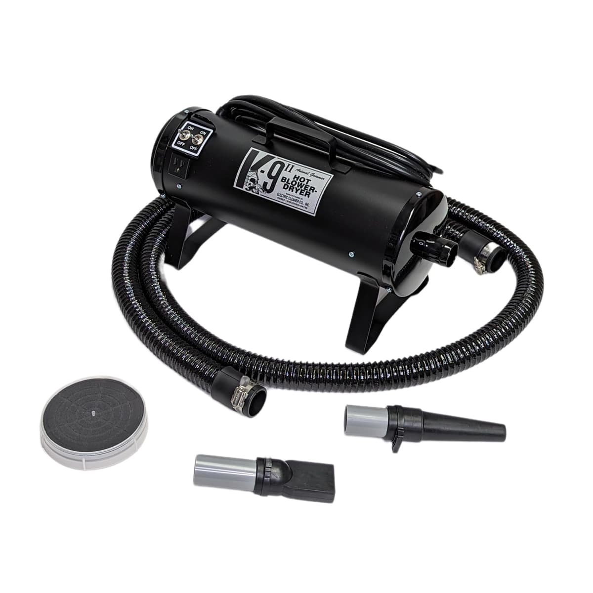 Secador de Perros K9 II de Electric Cleaner Company - Secador de Alta Potencia, 10' Manguera, Deshedding, Negro Mate