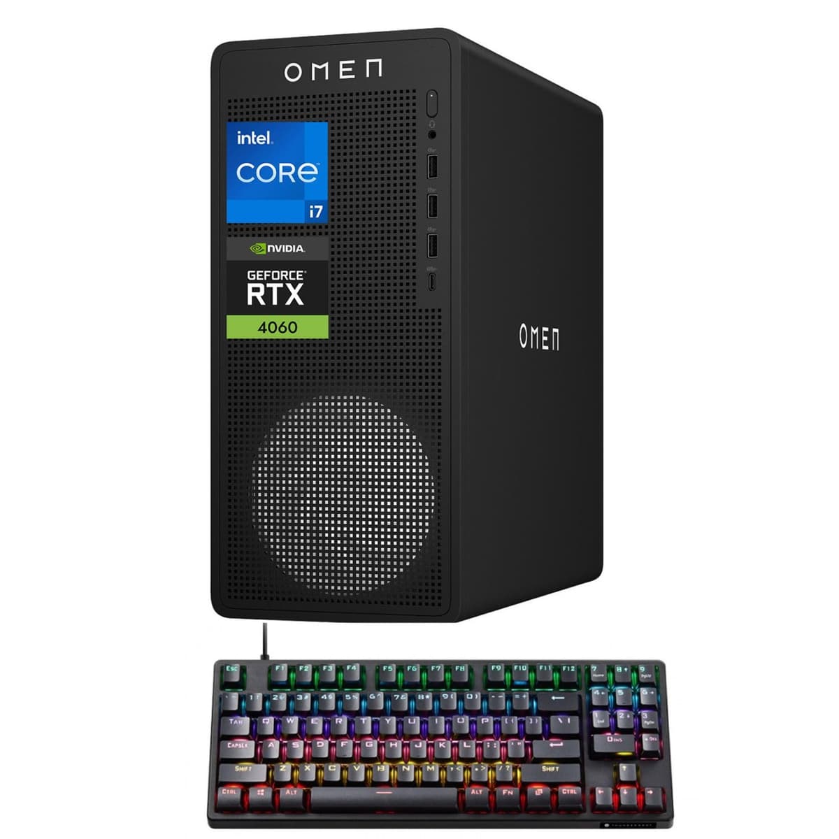 HP OMEN 16L Gaming Desktop i7-14700F, RTX 4060, 64GB DDR5, 2TB SSD, Windows 11 Home - Bundle Keyboard TG03