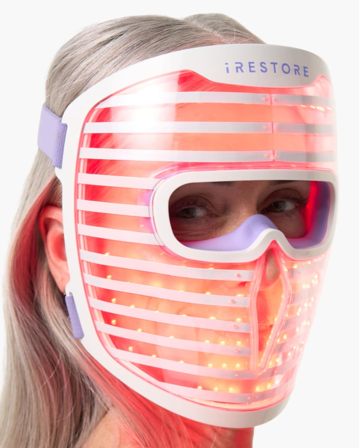 iRestore máscara LED facial para piel juvenil con luz roja, azul e infrarroja (360 LEDs)