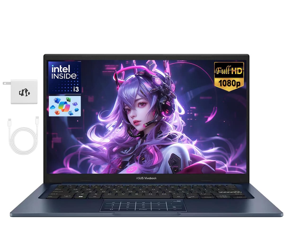 ASUS Vivobook 14 pulgadas FHD, 16GB RAM 1TB SSD Intel 6 núcleos i3-1315U (rinde como i5-1135G7), portátil para estudiantes universitarios, negocios y hogar, cámara web privada, Copilot AI, NumberPad, Windows 11 con accesorios ASUS Laptop