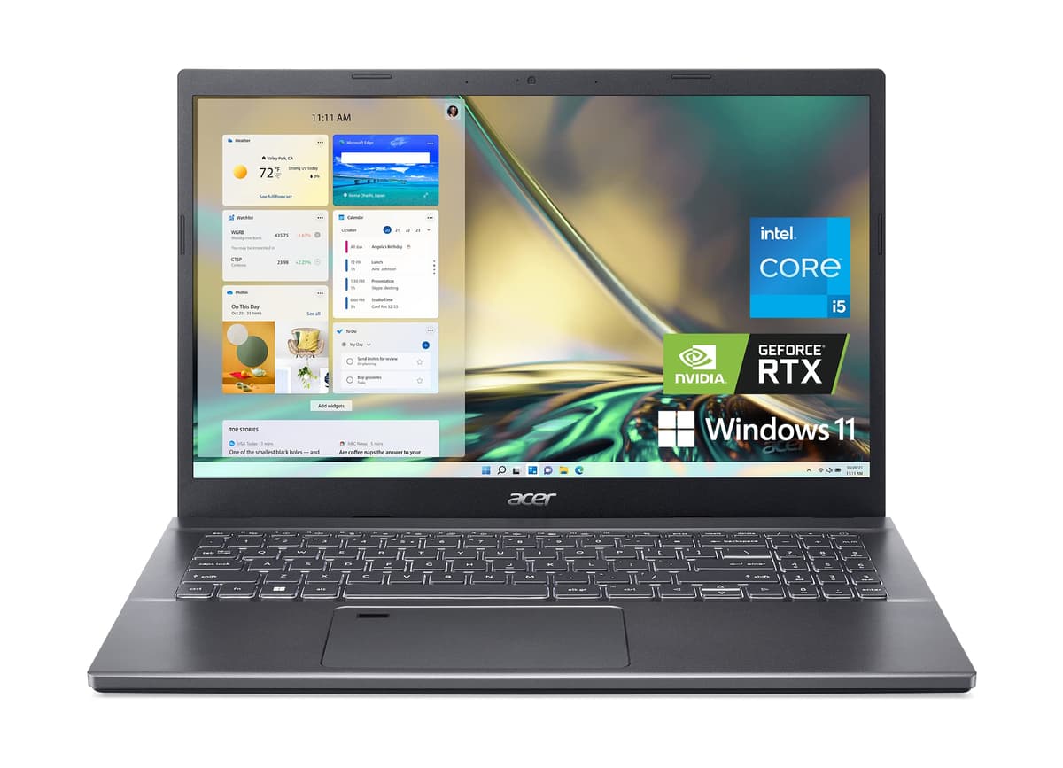 Acer Aspire 5 A515-57G-58R7 Portátil Slim | 15.6" Full HD IPS | Intel Core i5-1240P | NVIDIA GeForce RTX 2050 | 8GB DDR4 | 512GB SSD | Wi-Fi 6 | Thunderbolt 4 | Lector de huellas | Teclado retroiluminado | Windows 11 NX.K9TAA.001