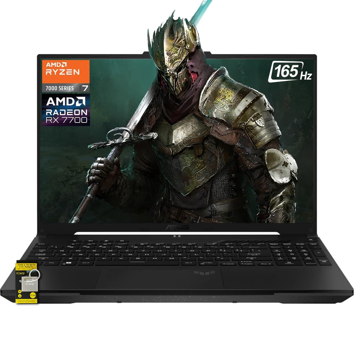 ASUS TUF Gaming A16 Laptop 16" WUXGA 165Hz 7ms 100% sRGB AMD Octa-core Ryzen 7 7735HS 32GB RAM 1TB SSD AMD Radeon RX 7700S 8GB (>RTX4060) Retroiluminada USB-C USB4 Carga Rápida Win11 Pro con Accesorio ICP