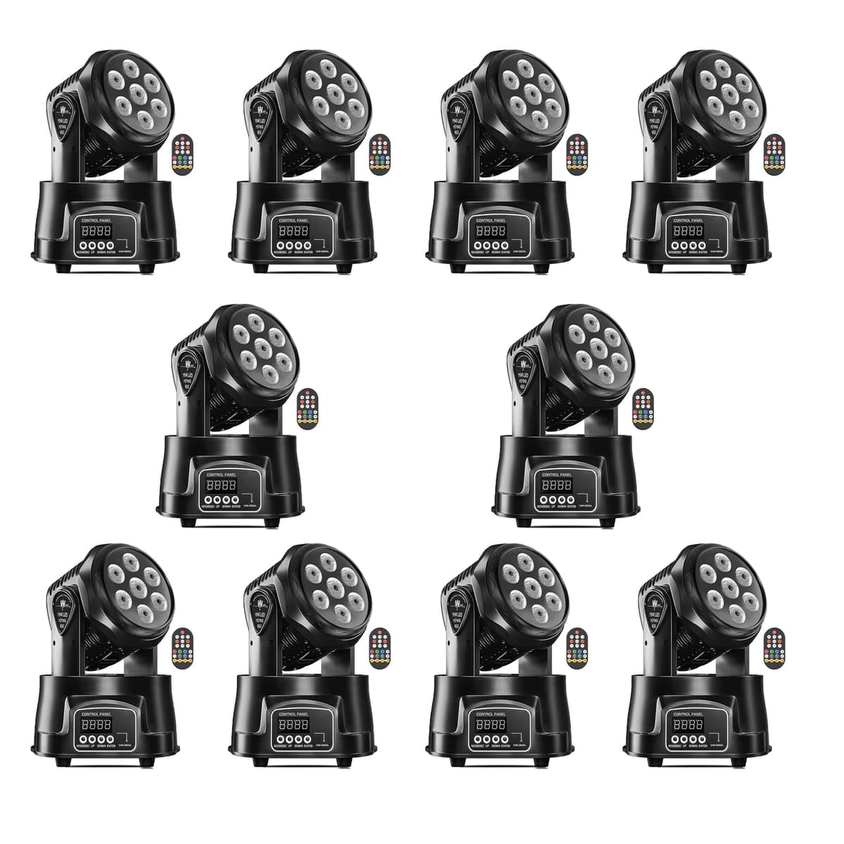 U`King Moving Head Light RGBW 7x10W Beam y Wash, 9/14 CH, DMX/Sound Activado (10 piezas) ZQ02354X10