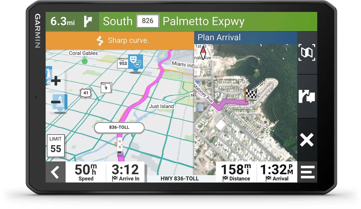 Garmin RV 895, Navegador GPS de 8", Enrutamiento Personalizado, Imágenes Satelitales Birdseye de Alta Resolución, Directorio de Parques y Servicios, Pantalla en Modo Horizontal o Vertical (Reacondicionado) 010-02748-00-cr