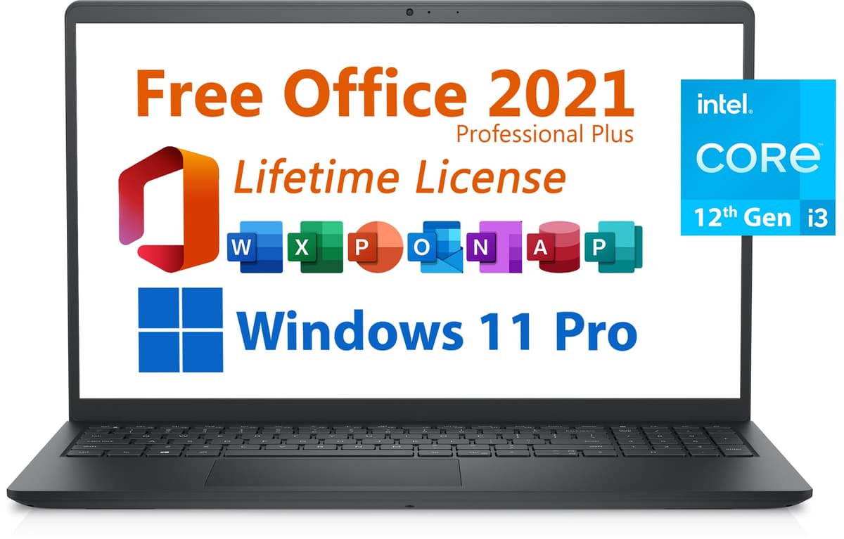 Dell Inspiron 15 2024 para Negocios, Microsoft Office 2021 Gratis con Licencia de por Vida, 15.6" FHD 1920 x 1080, Intel i3-1215U 6 núcleos 4.4 GHz, 16GB DDR4 RAM, 512GB SSD PCIe, Windows 11 Pro, Negro