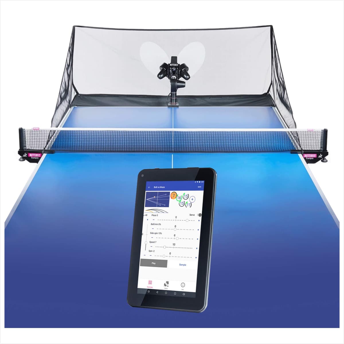 Robot lanzador de tenis de mesa Butterfly Amicus Prime | Mejor lanzador/disparador de pelotas para tu mesa de ping pong | Bolsa de transporte gratis, control remoto, soporte técnico y 120 pelotas | Juega o practica ping pong en cualquier momento APRIME