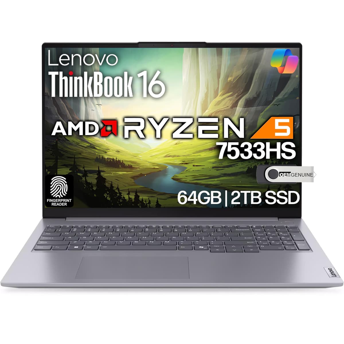 Lenovo ThinkBook 16 G7 16" FHD+ AMD Ryzen 5 7533HS, 64GB DDR5, 2TB NVMe, Win 11 Pro