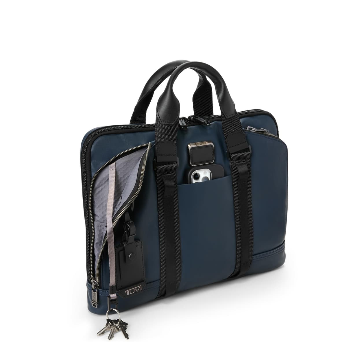 TUMI - Alpha Bravo Academy Brief - Maletín compacto para laptop - Maletín de viaje para laptop - 11.8" x 15.5" x 2.0" - Para laptop de 15" - Lona encerada color azul marino 156507-A758