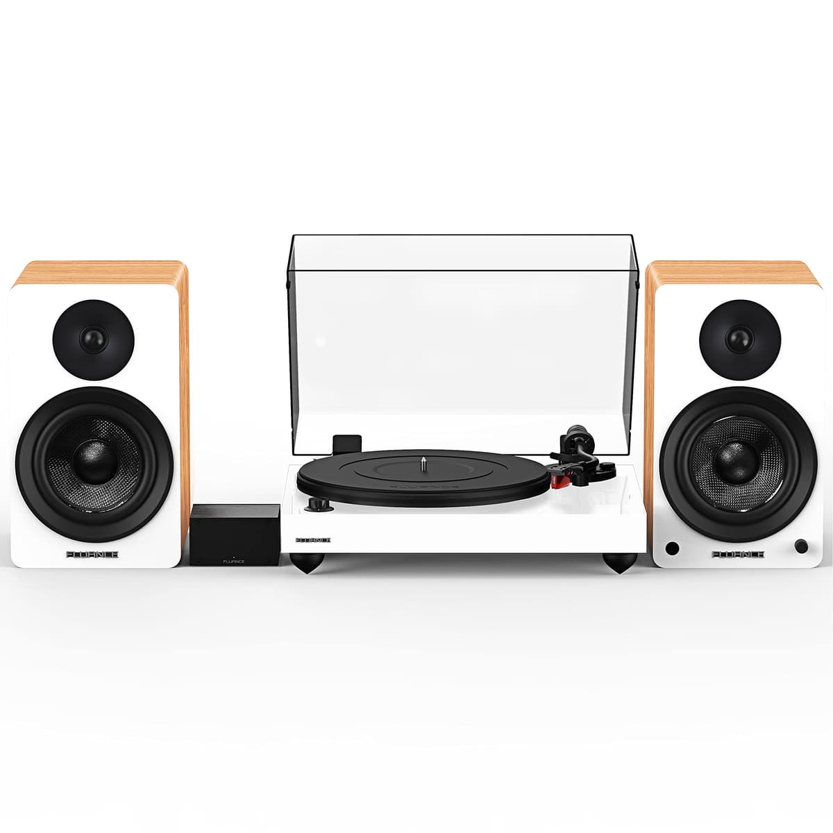 Fluance Reference RT83 tocadiscos de alta fidelidad (Blanco) con PA10 y altavoces Ai61 6.5" RT83WHPA61W