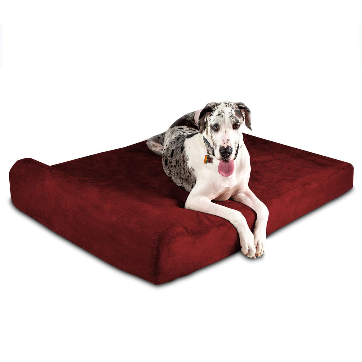 Cama Ortopédica Gigante para Perros Big Barker - 7" con Cabecera - 100-300 lbs - Espuma Viscoelástica para Dolor Articular y Artritis - Recomendado por Veterinarios, Lavable - Hecho en EE. UU. - 60"x48"x7" - Burdeos KIT HR7 GNT BUR