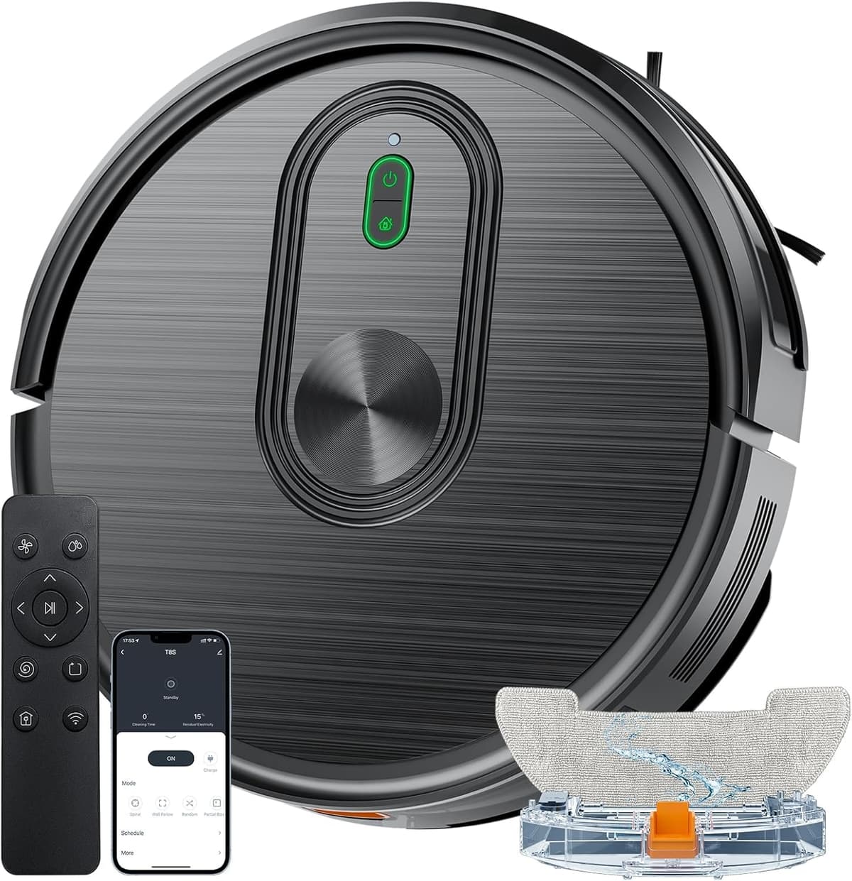 XIEBro T8S Robot aspiradora y mop 2 en 1, 3200Pa, app Wi-Fi, voz, autoconexión T8S-Black