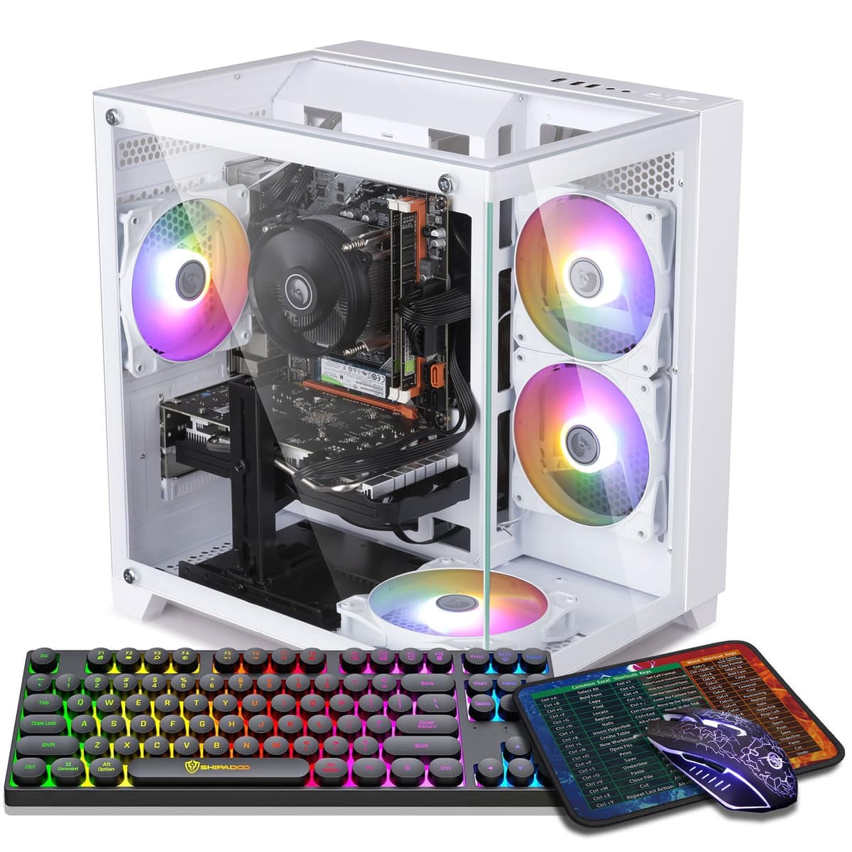 ZER-LON PC de Escritorio para Juegos, Intel Core i7 hasta 3.9 GHz, GTX 1050Ti 4GB GDDR5, 16GB DDR3 RAM, 512GB NVMe SSD, Wi-Fi 5.0, Torre Prearmada con 5 Ventiladores RGB AOV1050Ti