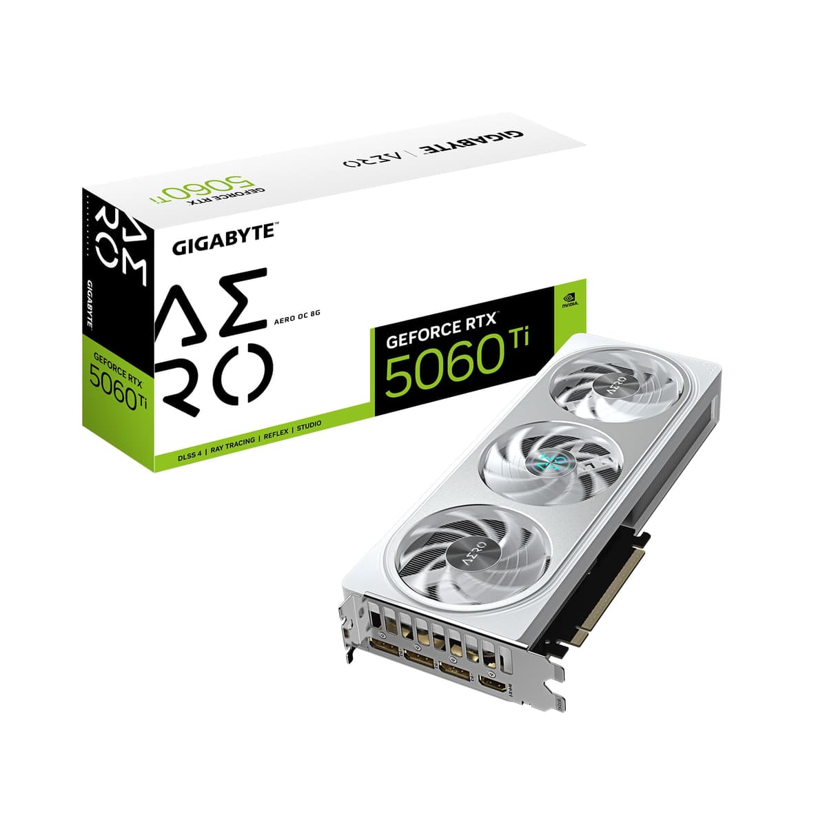 GIGABYTE GeForce RTX 5060 Ti AERO OC 8G Tarjeta gráfica, 8GB 128-bit GDDR7, PCIe 5.0, sistema de enfriamiento WINDFORCE, tarjeta de video GV-N506TAERO OC-8GD