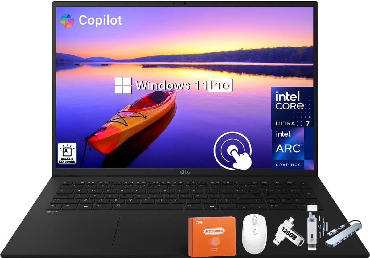 LG Gram 17" Touchscreen Copilot+ PC Intel Ultra 7 Series 2 32GB 1TB 17" 2.5K Wi-Fi 7 17Z90TL-H.AUB6U3