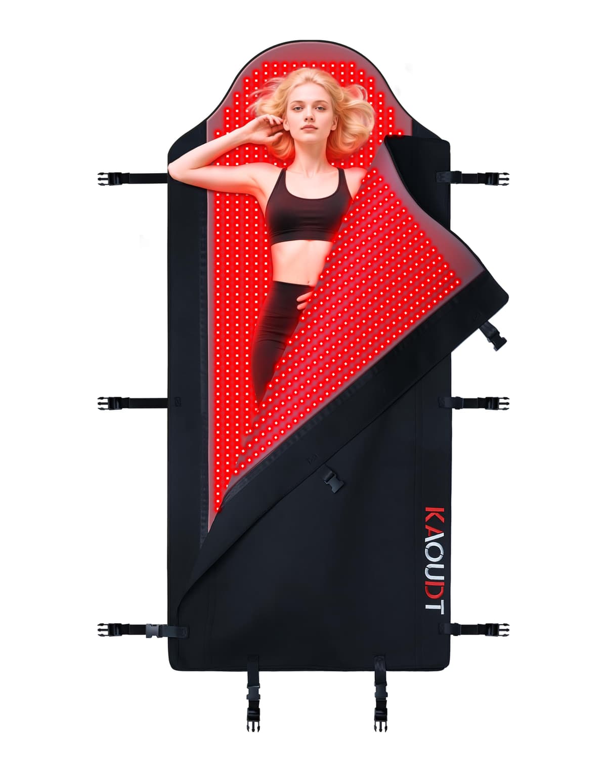 Kaoudt Colchoneta de terapia de luz roja médica 72"x33" - 2600 LEDs, 660nm/850nm hgsd-black