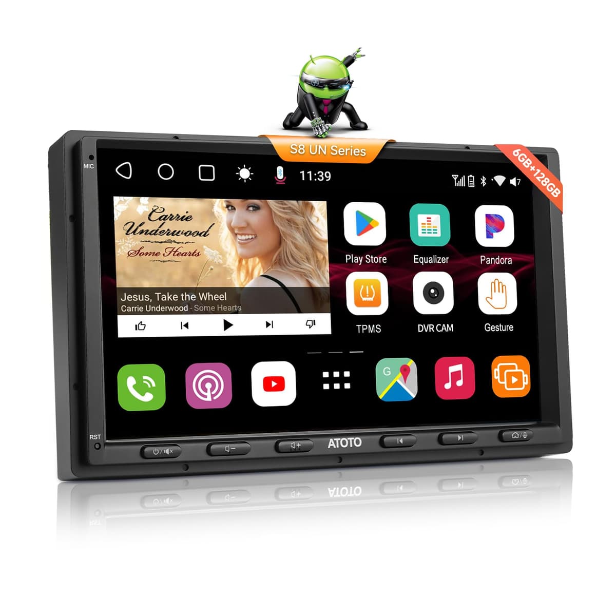 ATOTO S8 Ultra Nuevo Estéreo Automotriz Android Doble Din 7" QLED, 8 núcleos 6G+128G, CarPlay y Android Auto inalámbricos, 4G LTE/WiFi, amplificador 4 x 49W, 2 Bluetooth con aptX HD, GPS Tracking y Chat AI, HD LRV, S8G2A79UN
