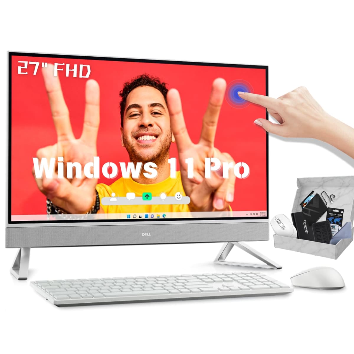 Dell Inspiron 7730 Todo en Uno - Pantalla táctil FHD de 27", 10 núcleos 7 150U (hasta 5.5 GHz), 64 GB RAM, SSD de 2 TB, NVIDIA GeForce MX570A GDDR6, Windows 11 Pro, con accesorios Dell Inspiron All-In-One Desktop