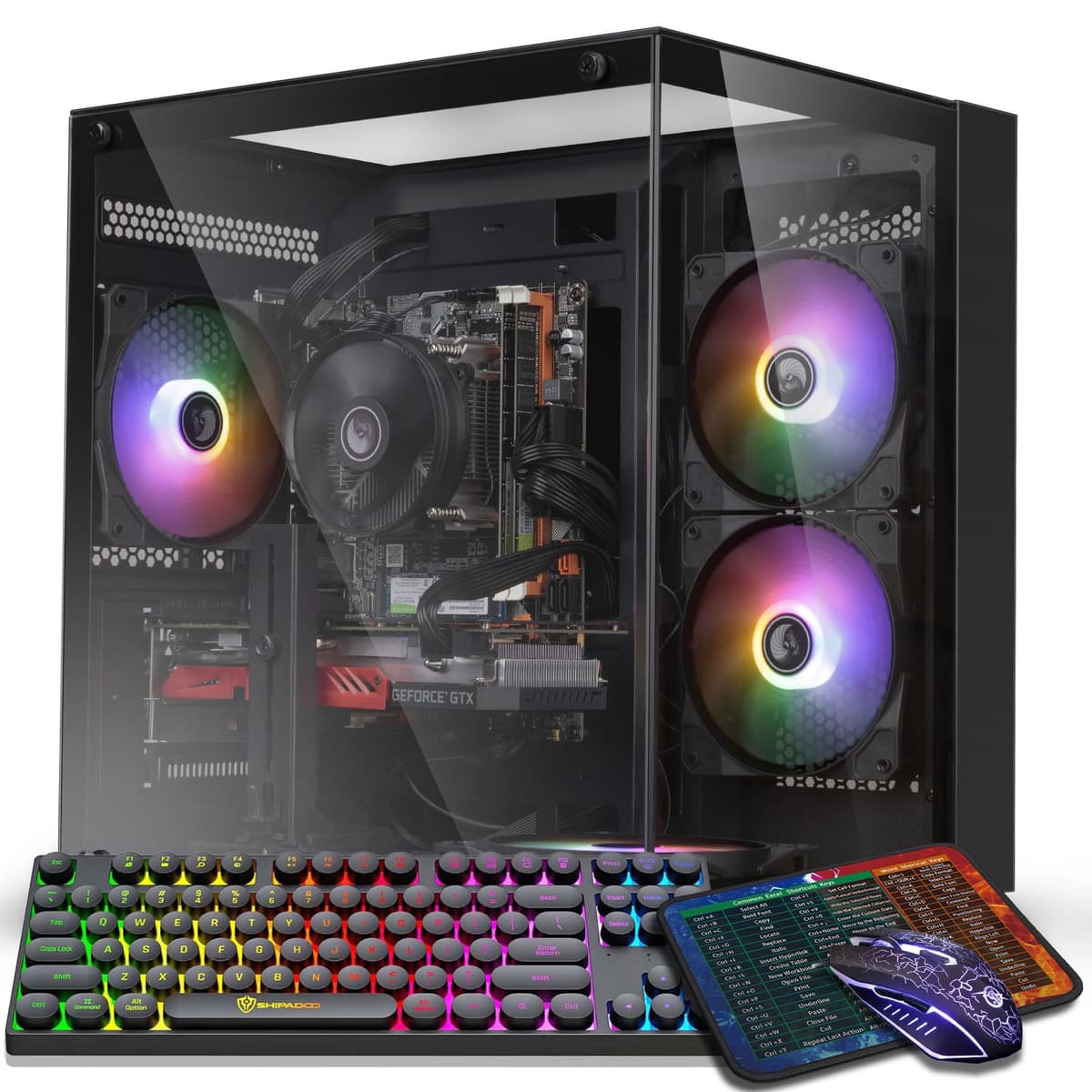 abytespark PC de Escritorio Gamer Preempaquetada, Intel Core i7 (3.4-3.9 GHz), Tarjeta Gráfica RX590 8GB GDDR5, 16GB RAM, SSD 512GB, Wi-Fi 5.0, 5 Ventiladores RGB AOV590