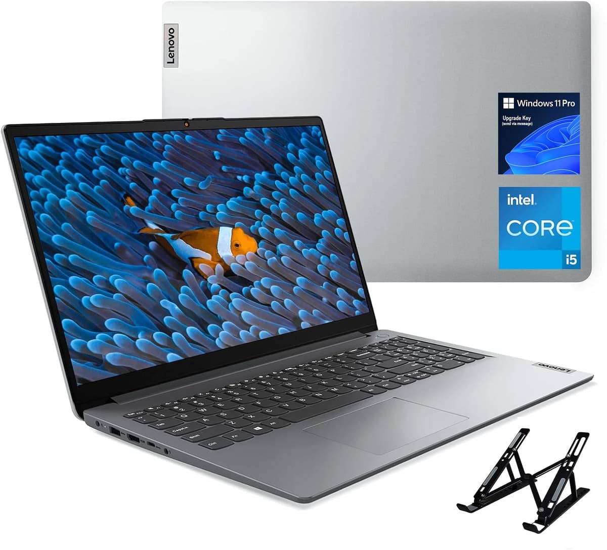 Lenovo IdeaPad computadora portátil de 15.6 pulgadas - pantalla FHD antirreflejo, procesador i5-1235U (mejor que i7-1135G7), 16 GB RAM, 512 GB SSD, batería de larga duración 10H, cámara HD, Wi-Fi 6, Windows 11 Pro, con soporte para laptop IdeaPad 1i