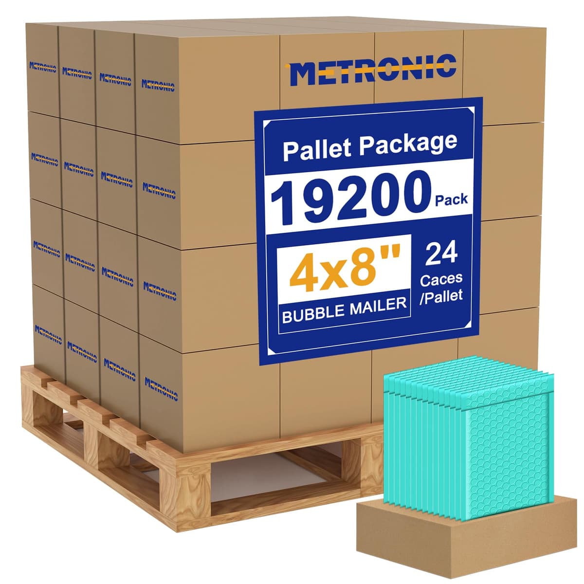 Metronic 19200 Pack Bubble Mailer 4x8 Inch Teal - Envío acolchado 4x7"