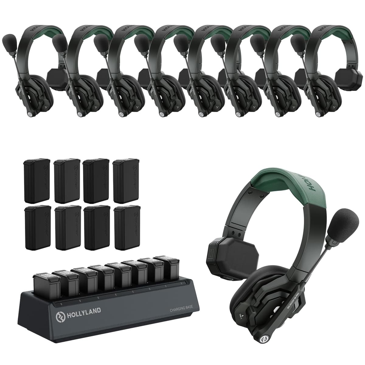HollyView Hollyland Solidcom SE PRO 9-Users 1.9GHz Intercom Inalámbrico ENC, 1312ft, con Auricular 3.5mm, Batería Extra