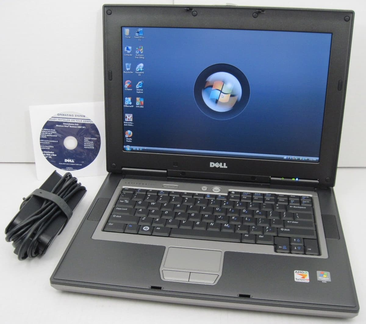 Laptop DELL Latitude D531 con CPU dual core de 1.8 GHz, 2 GB de RAM, disco duro de 80 GB, unidad óptica DVD/CDRW, Wi-Fi integrado y Windows Vista Business