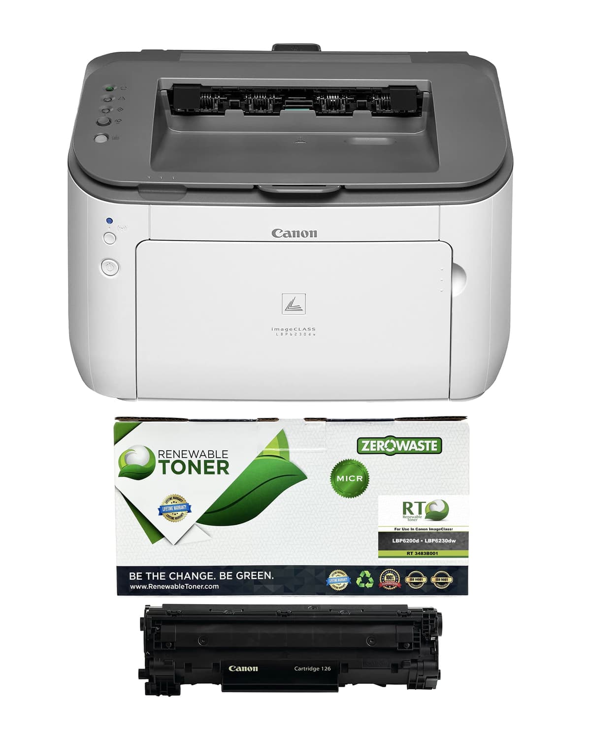 Renewable Toner RT imageCLASS LBP6230dw Paquete Impresora Wireless con Cartucho MICR CRG-126 RT-LBP6230dw-CRG126-MICR-PKG