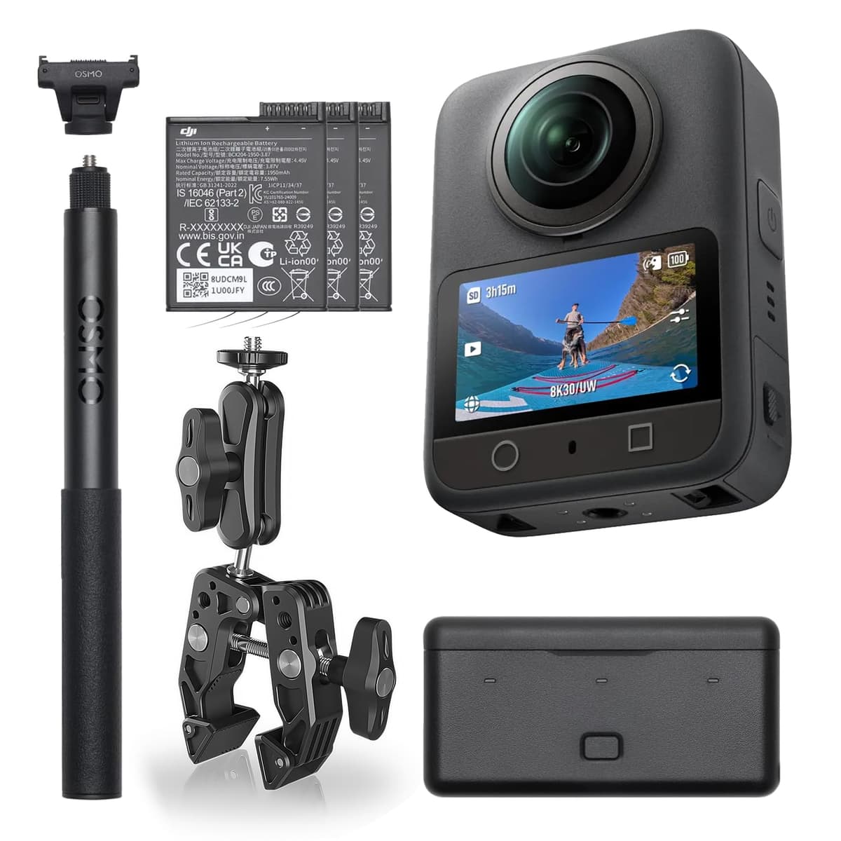 DJI Osmo 360 Motorcycle Handlebar POV Combo Cámara 360 1" 8K Native con Montura para Manubrio 190021996496