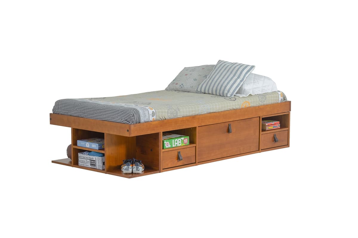 memomad Bali Cama plataforma con cajones (Twin, Oak Brown) C4021908-353
