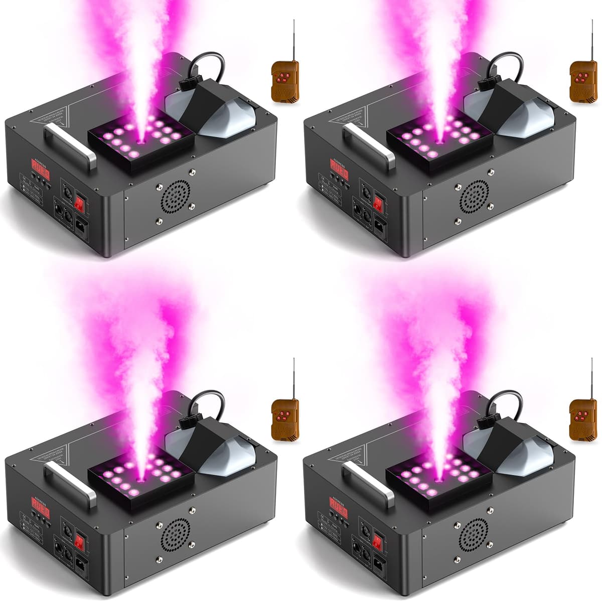 Warmdance 1500W Fog Machine con 24 LED RGB Control DMX/Wireless/Manual 2.5L para Eventos Halloween ZQ10138USX4